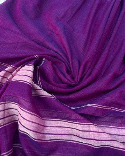 Traditional wear Narayanpet Mercerised cotton dress material with purple colour
