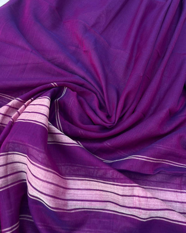 Traditional wear Narayanpet Mercerised cotton dress material with purple colour