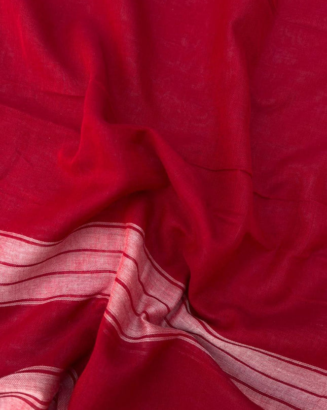 Traditional wear Narayanpet Mercerised cotton dress material with Red colour