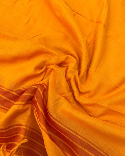 Traditional wear Narayanpet Mercerised cotton dress material with Orange colour