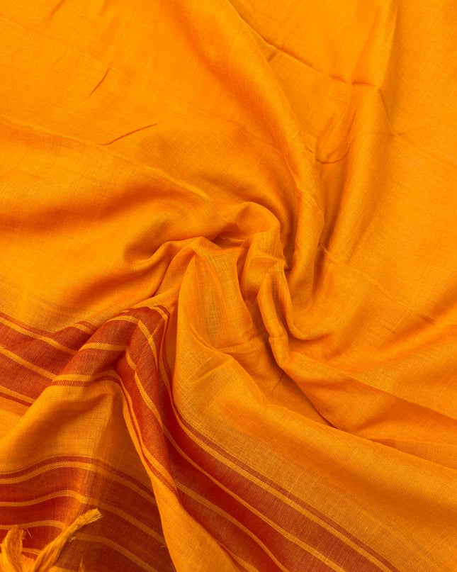 Traditional wear Narayanpet Mercerised cotton dress material with Orange colour