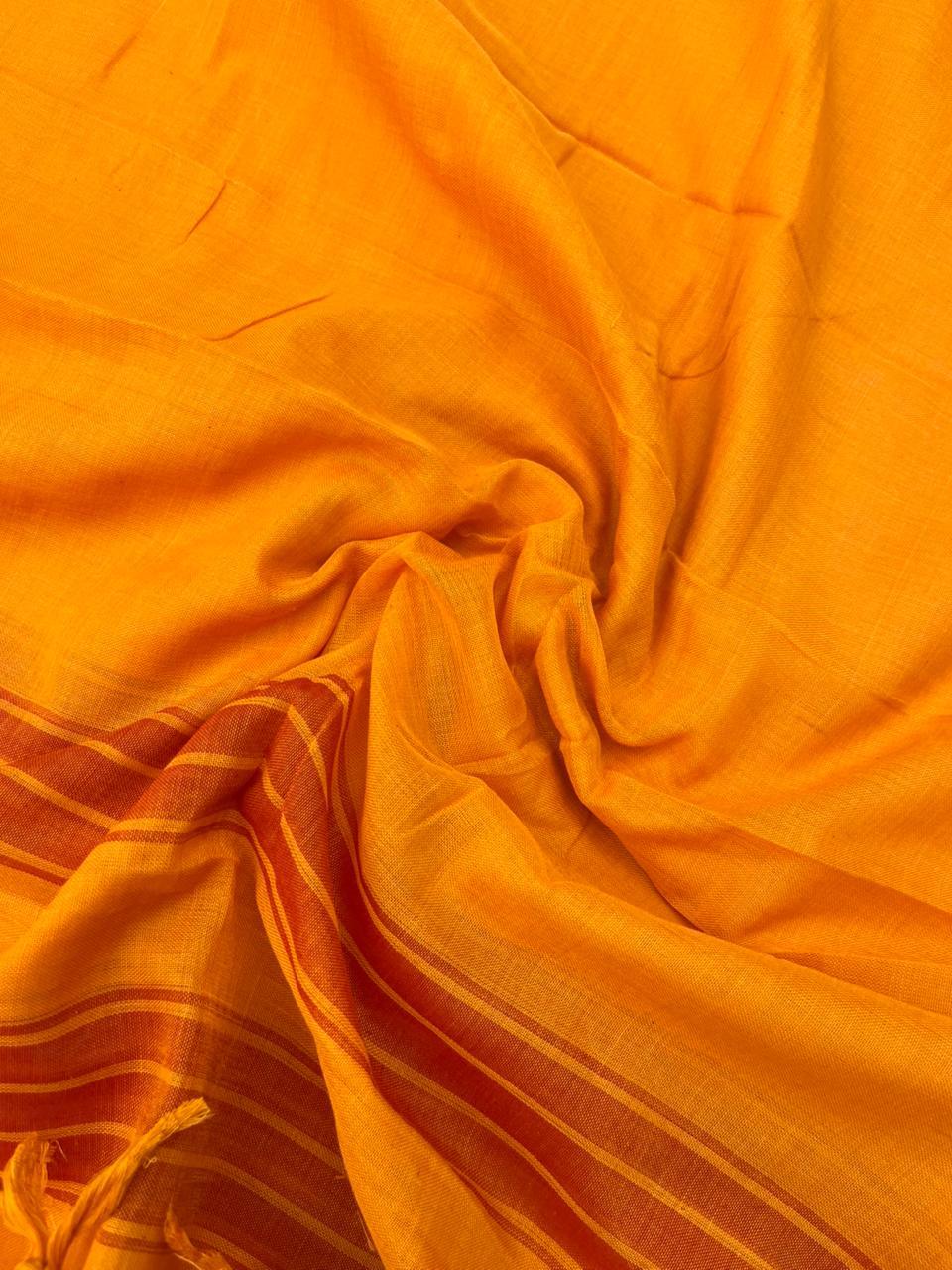 Traditional wear Narayanpet Mercerised cotton dress material with Orange colour
