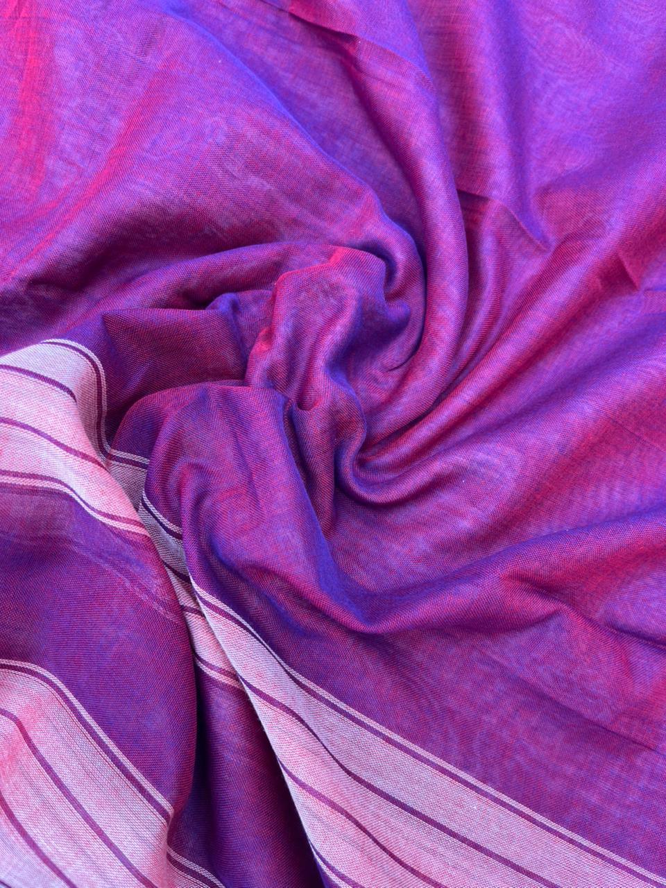 Traditional wear Narayanpet Mercerised cotton dress material with Purple colour