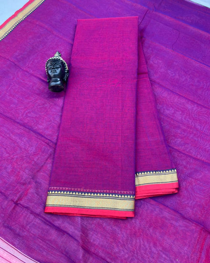 Traditional wear Narayanpet Mercerised cotton dress material with Purple colour