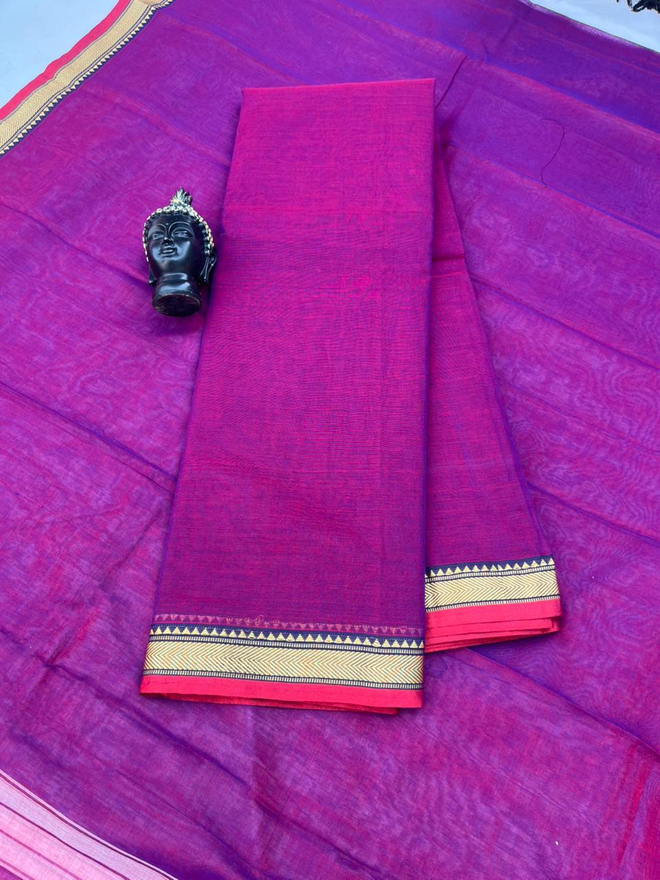 Traditional wear Narayanpet Mercerised cotton dress material with Purple colour