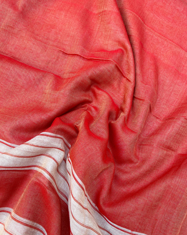 Traditional wear Narayanpet Mercerised cotton dress material with Tomato Red colour