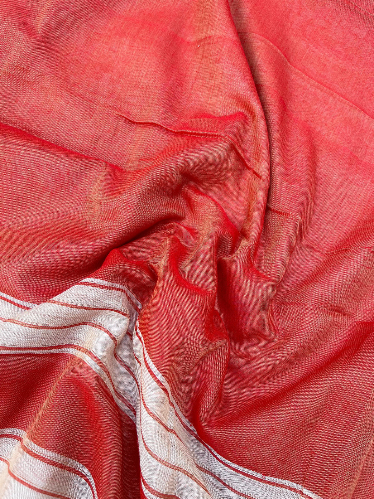 Traditional wear Narayanpet Mercerised cotton dress material with Tomato Red colour