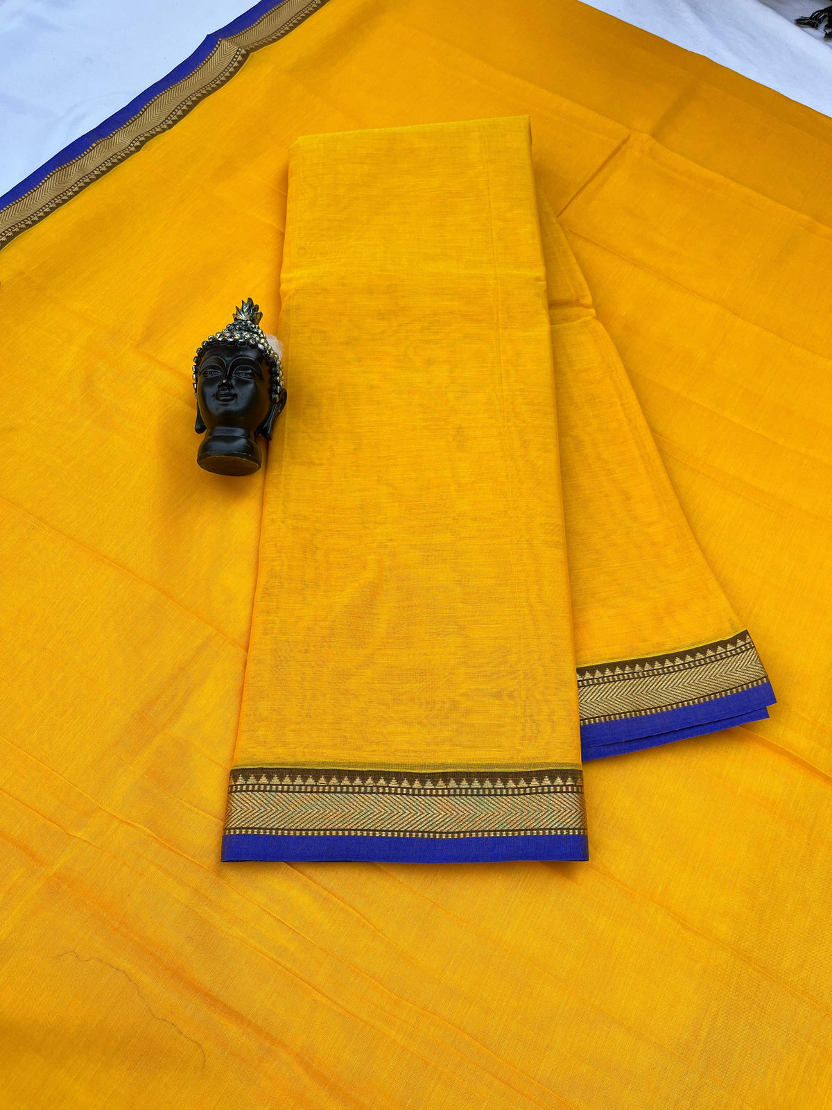Traditional wear Narayanpet Mercerised cotton dress material with Yellow colour