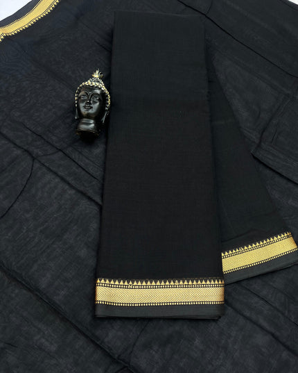 Traditional wear Narayanpet Mercerised cotton dress material with Black colour