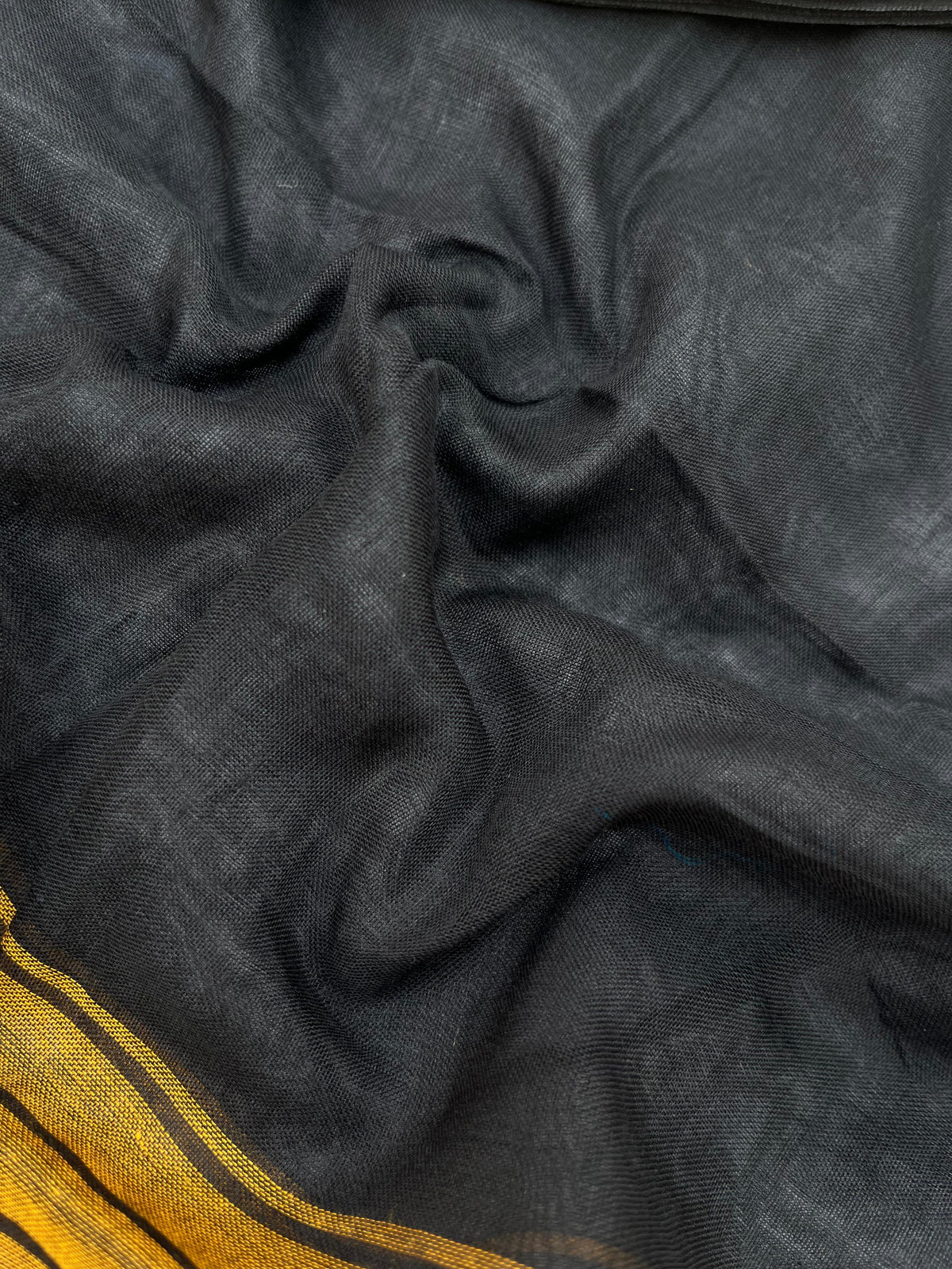Traditional wear Narayanpet Mercerised cotton dress material with Black colour