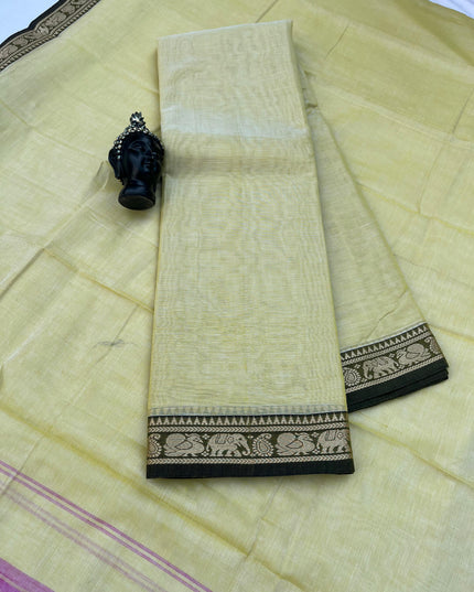 Traditional wear Narayanpet Mercerised cotton dress material with Cream colour