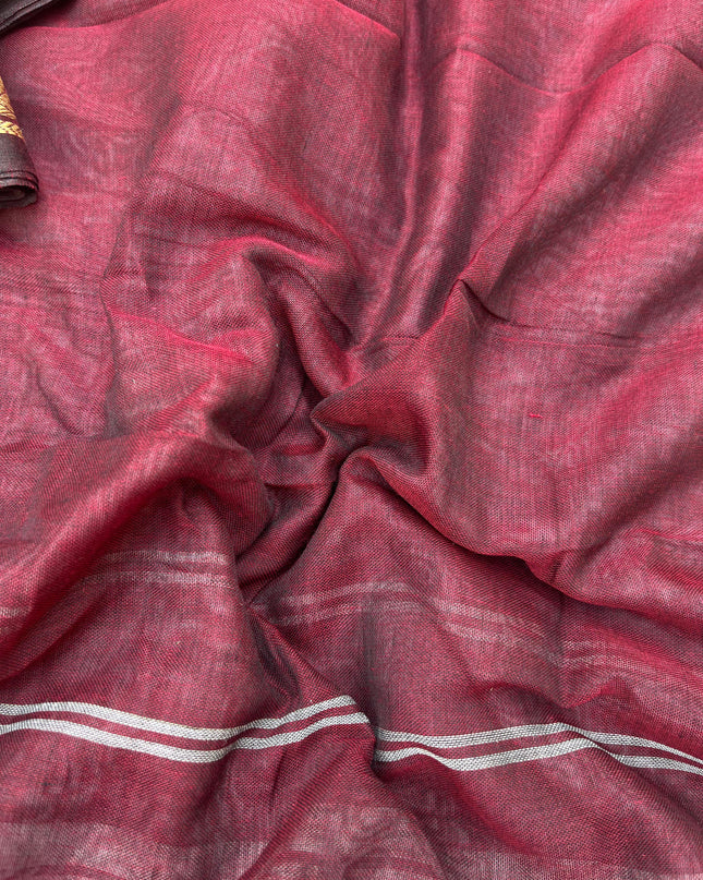 Traditional wear Narayanpet Mercerised cotton dress material with Maroon colour