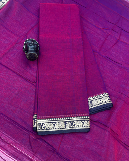Traditional wear Narayanpet Mercerised cotton dress material with Violet colour
