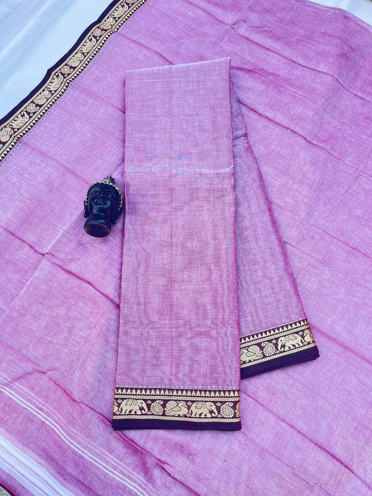 Traditional wear Narayanpet Mercerised cotton dress material with Light Purple colour