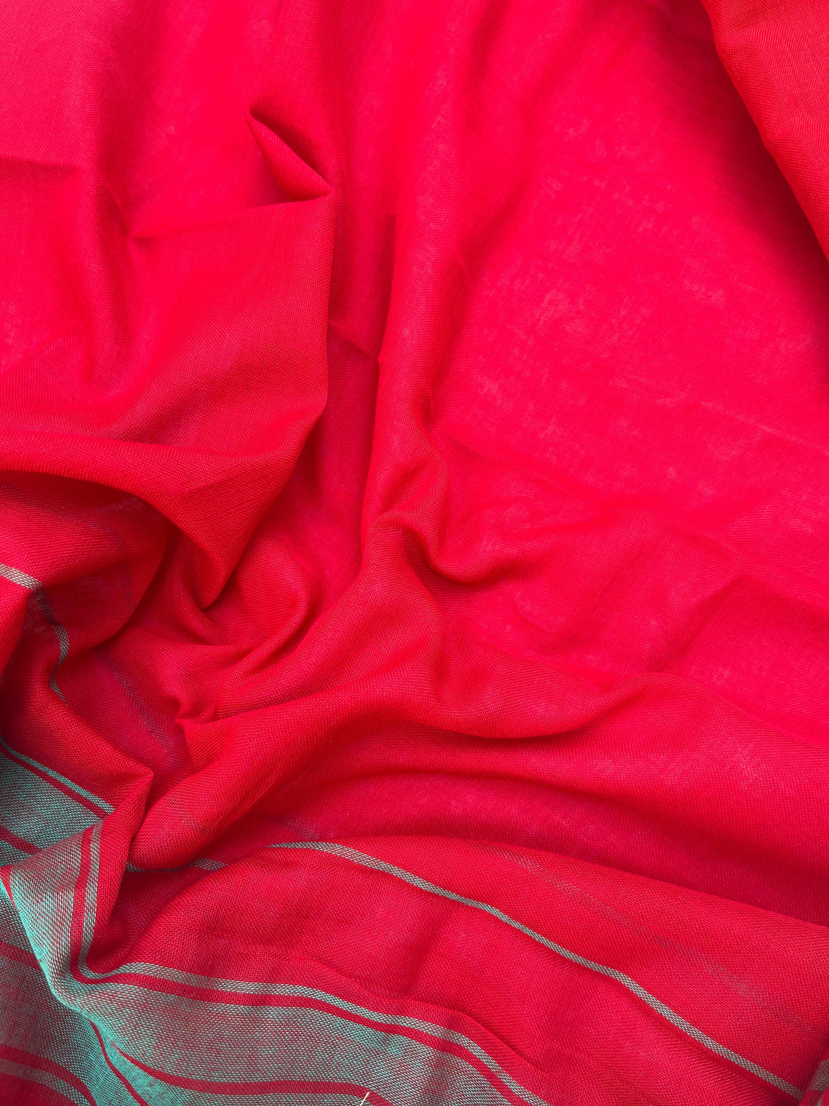 Traditional wear Narayanpet Mercerised cotton dress material with Red colour