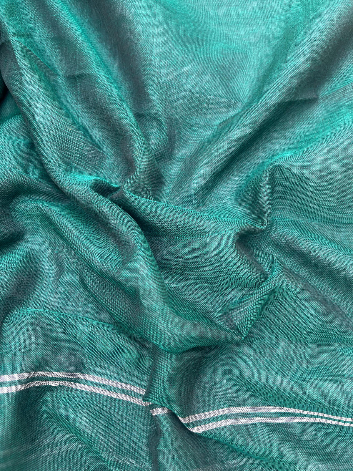 Traditional wear Narayanpet Mercerised cotton dress material with Sea Green colour