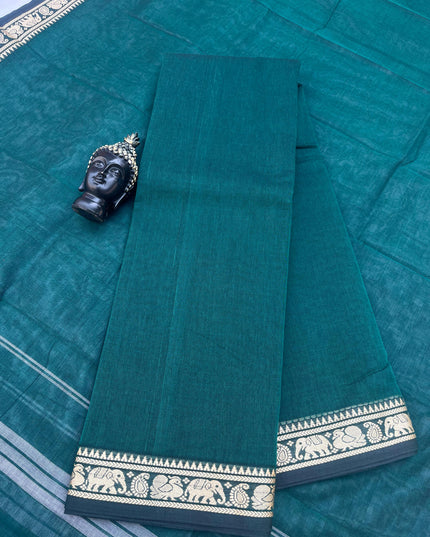 Traditional wear Narayanpet Mercerised cotton dress material with Sea Green colour