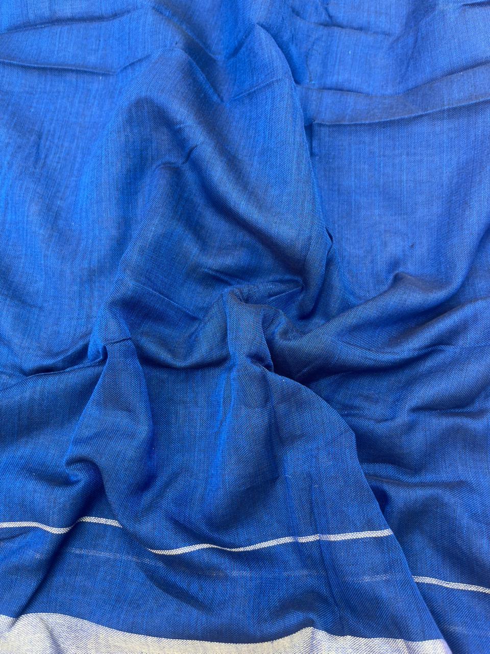 Traditional wear Narayanpet Mercerised cotton dress material with Blue colour