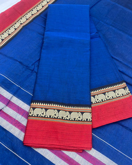 Traditional wear Narayanpet Mercerised cotton dress material with Blue colour