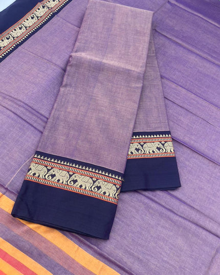 Traditional wear Narayanpet Mercerised cotton dress material with Light Purple colour