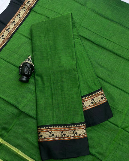 Traditional wear Narayanpet Mercerised cotton dress material with Green colour