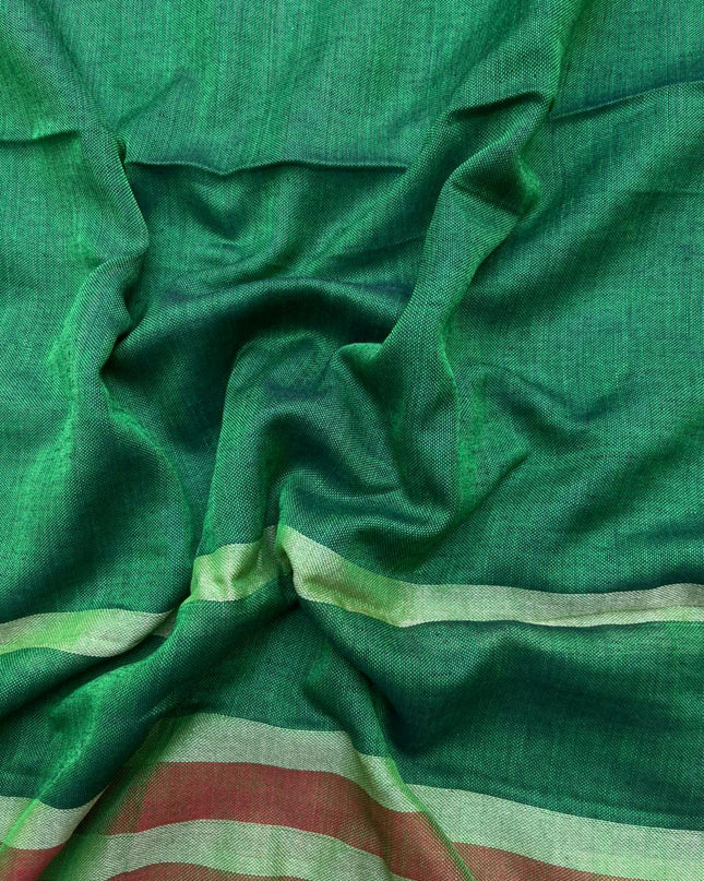 Traditional wear Narayanpet Mercerised cotton dress material with Green colour