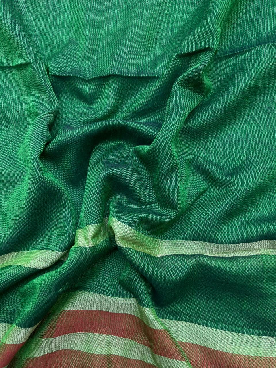 Traditional wear Narayanpet Mercerised cotton dress material with Green colour