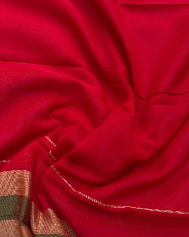 Traditional wear Narayanpet Mercerised cotton dress material with Red colour
