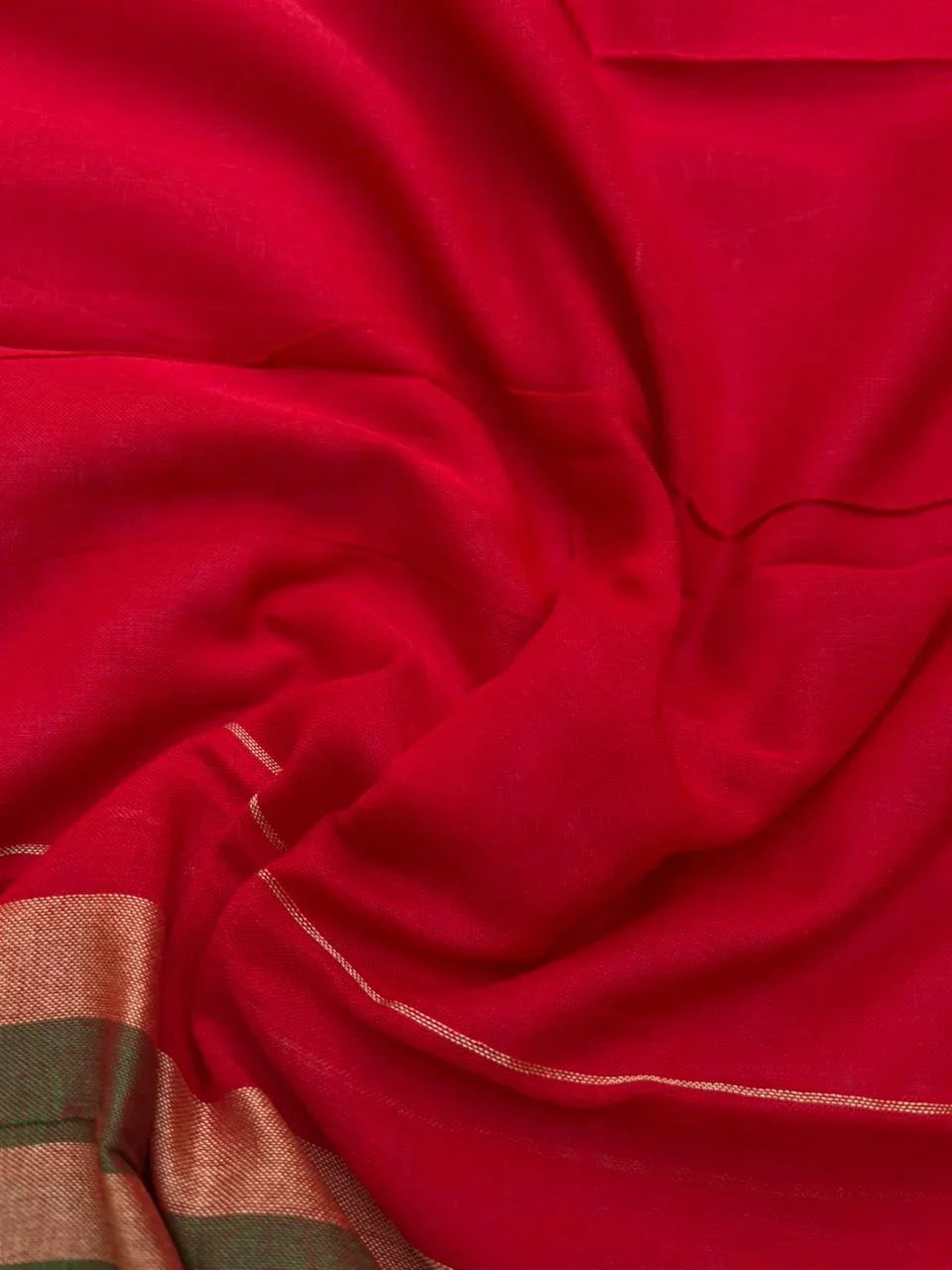 Traditional wear Narayanpet Mercerised cotton dress material with Red colour