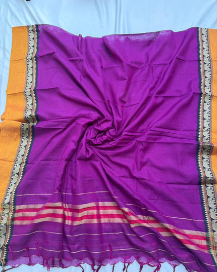 Traditional wear Narayanpet Mercerised cotton dress material with Purple colour