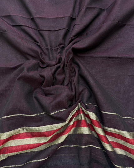 Traditional wear Narayanpet Mercerised cotton dress material with Dark Wine colour