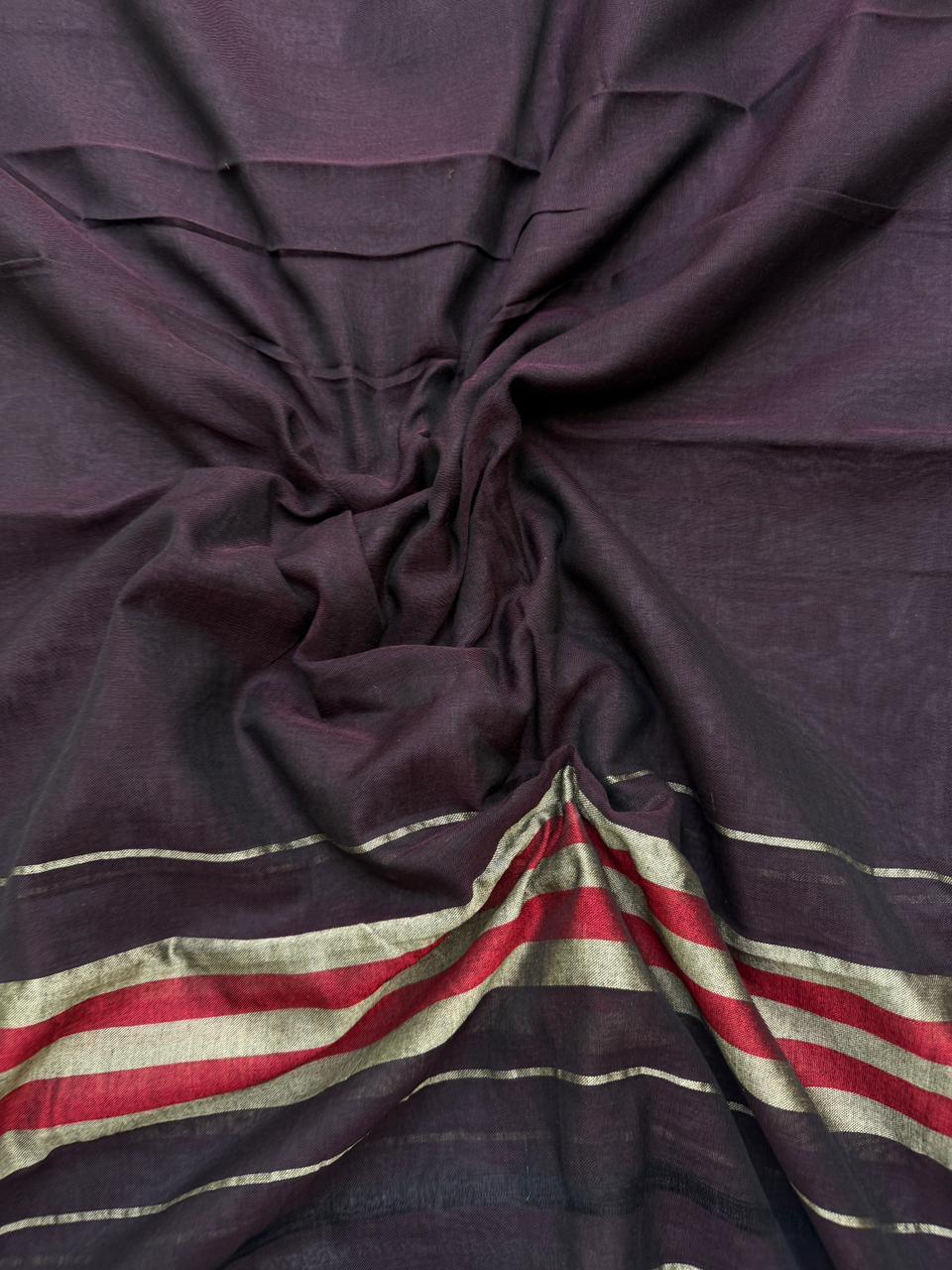 Traditional wear Narayanpet Mercerised cotton dress material with Dark Wine colour