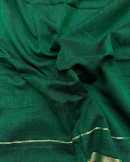 Traditional wear Narayanpet Mercerised cotton dress material with Dark Green colour