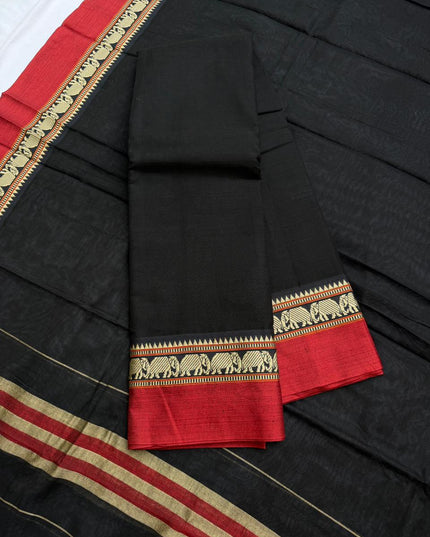 Traditional wear Narayanpet Mercerised cotton dress material with Black colour