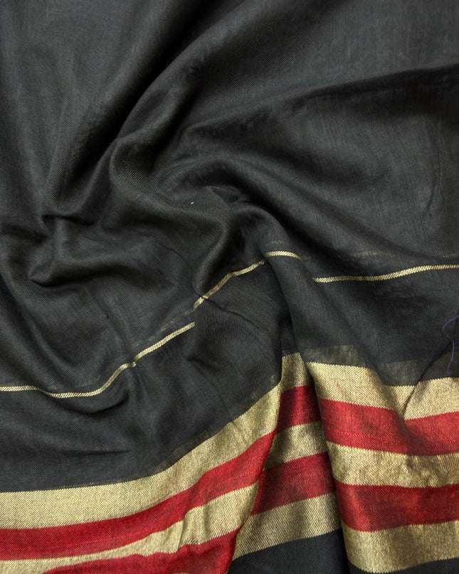 Traditional wear Narayanpet Mercerised cotton dress material with Black colour