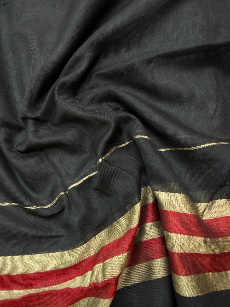 Traditional wear Narayanpet Mercerised cotton dress material with Black colour