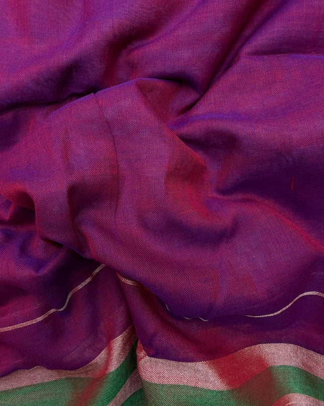 Traditional wear Narayanpet Mercerised cotton dress material with Dark Purple colour
