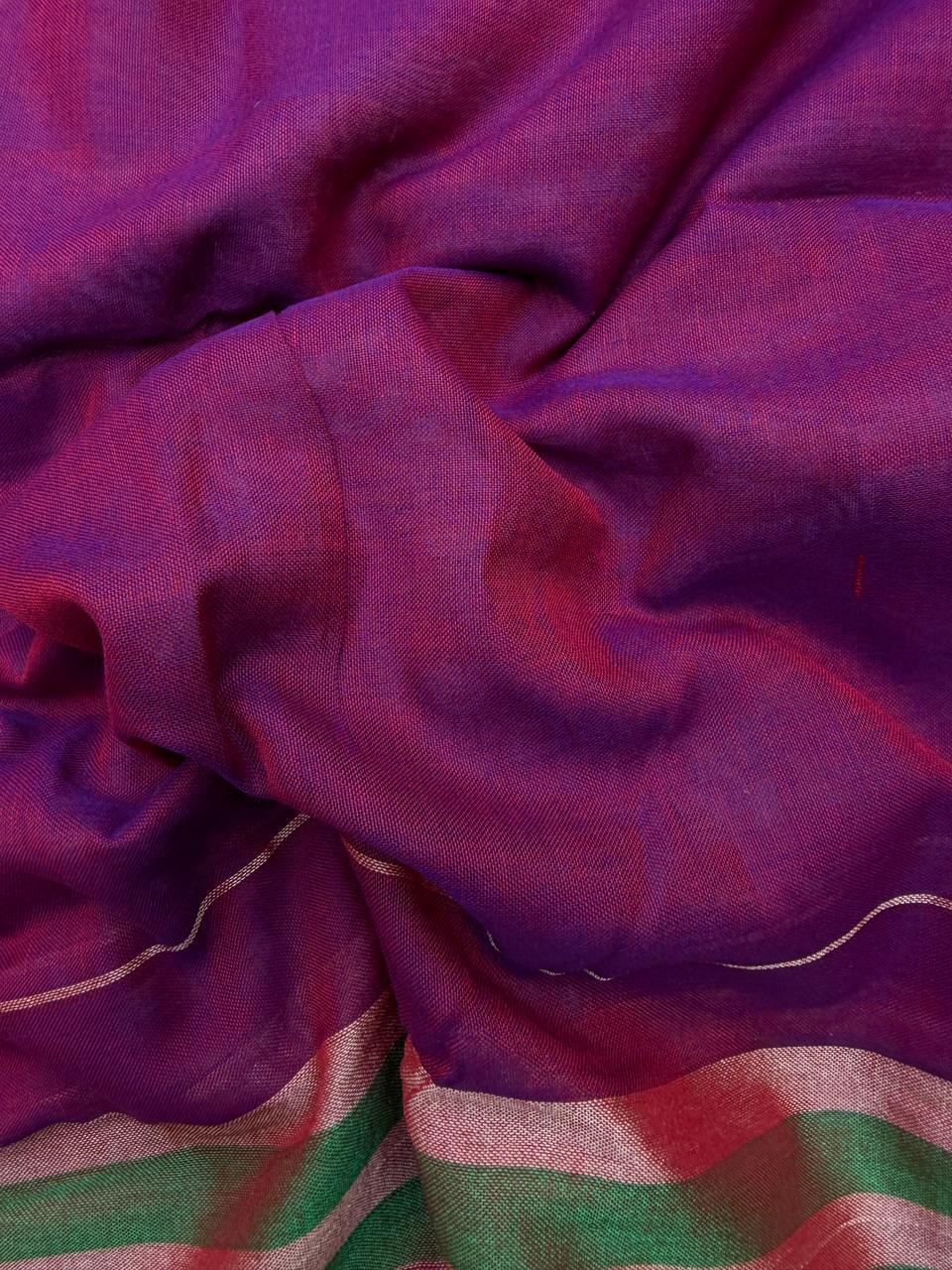 Traditional wear Narayanpet Mercerised cotton dress material with Dark Purple colour