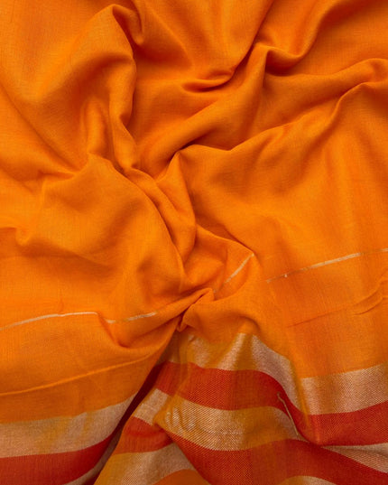 Traditional wear Narayanpet Mercerised cotton dress material with Orange colour