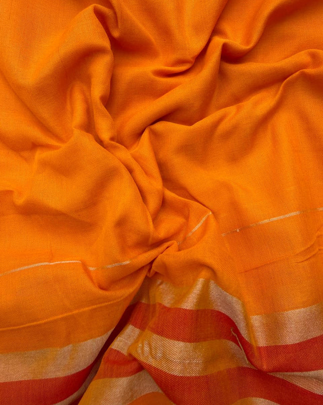 Traditional wear Narayanpet Mercerised cotton dress material with Orange colour