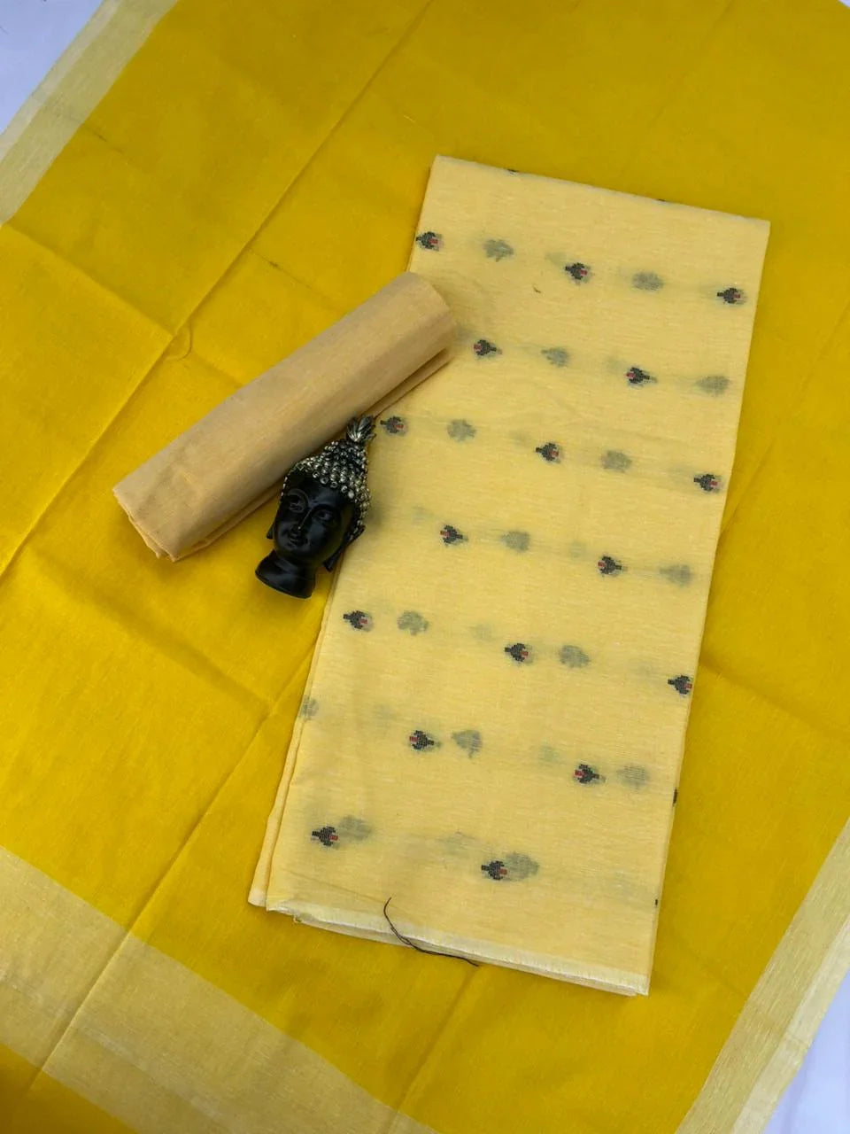 Soft Handloom Cotton Dress Material – Pastel Yellow Shade