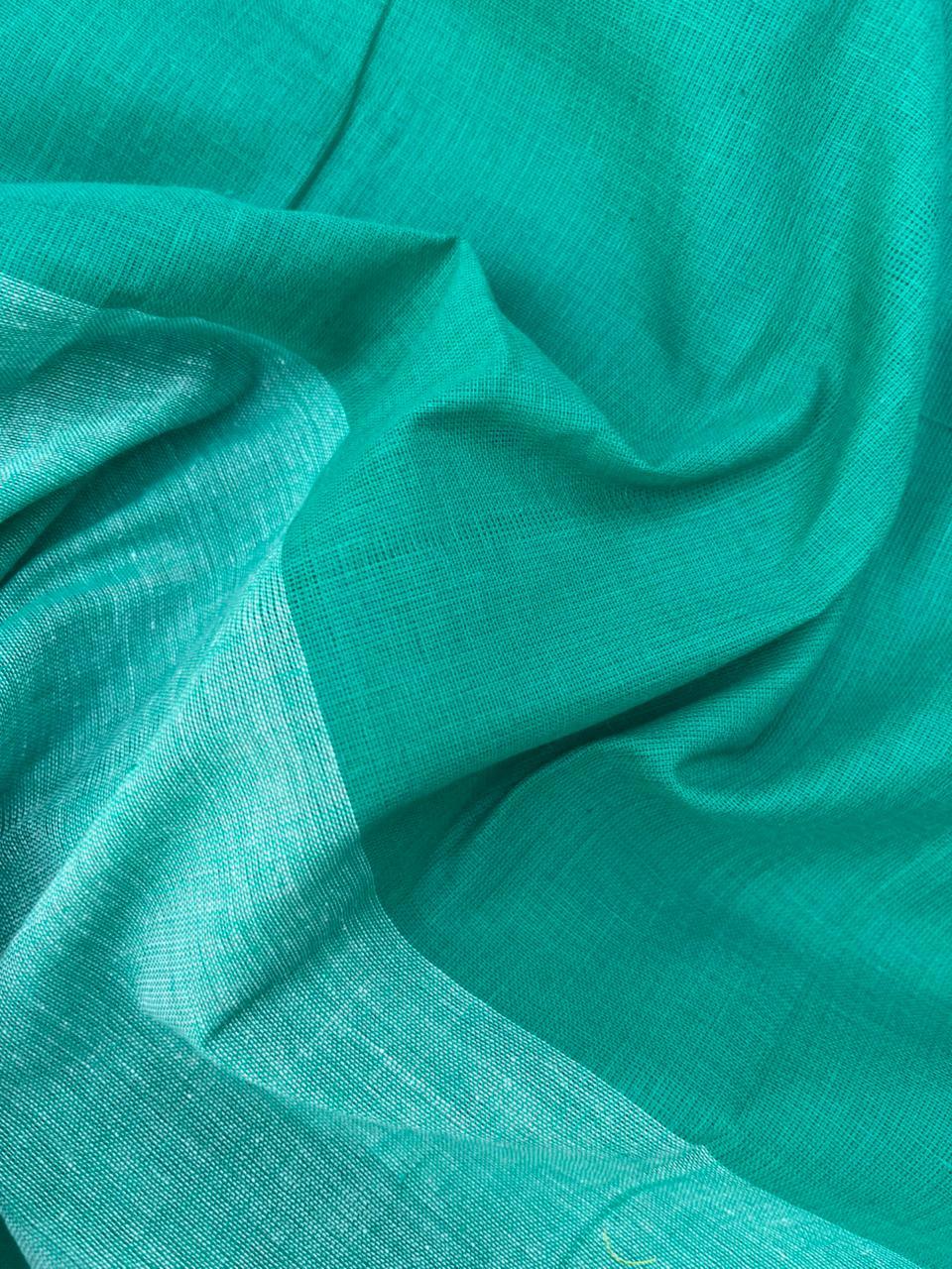 Soft Handloom Cotton Dress Material – Pastel Sea Green Shade