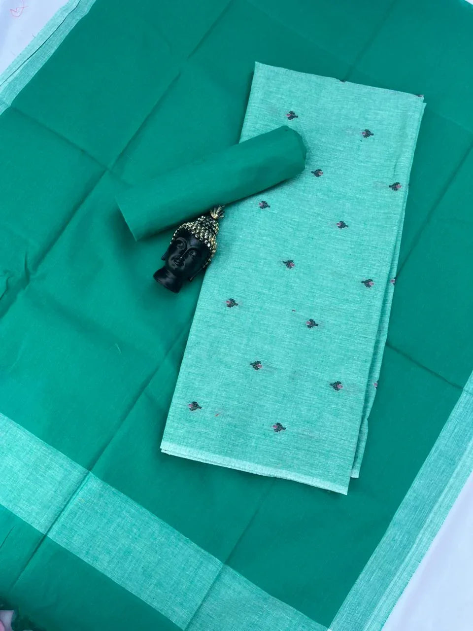 Soft Handloom Cotton Dress Material – Pastel Sea Green Shade
