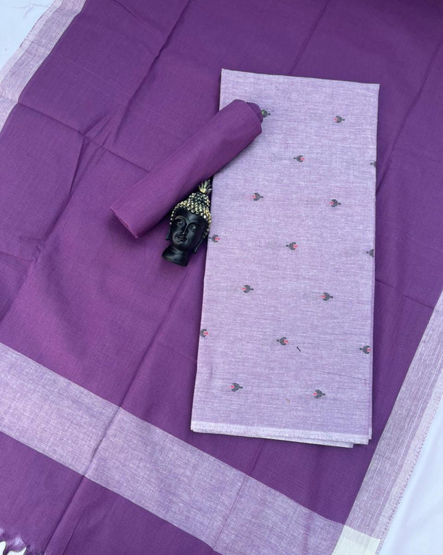 Soft Handloom Cotton Dress Material – Pastel Lavender Shade