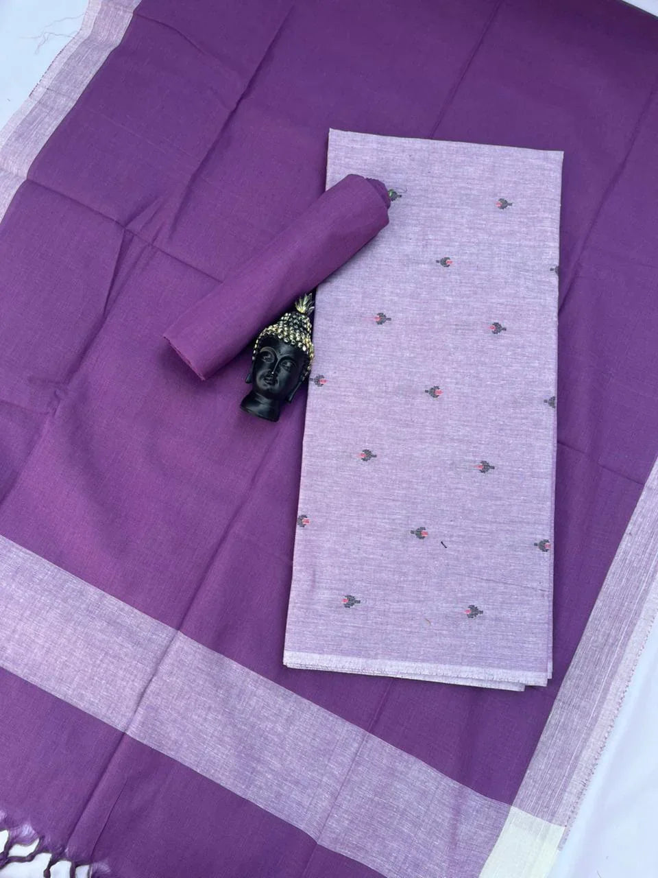 Soft Handloom Cotton Dress Material – Pastel Lavender Shade