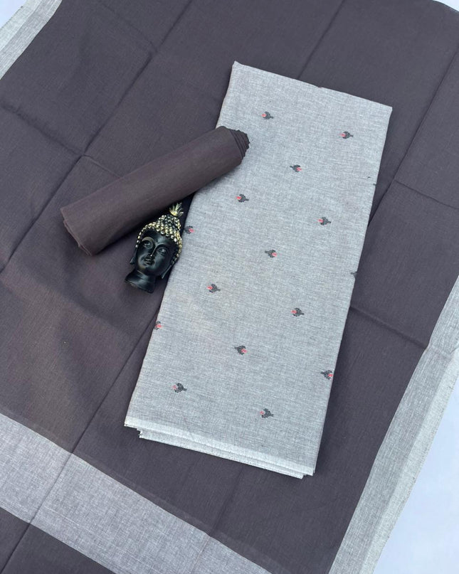 Soft Handloom Cotton Dress Material – Pastel Gray Shade