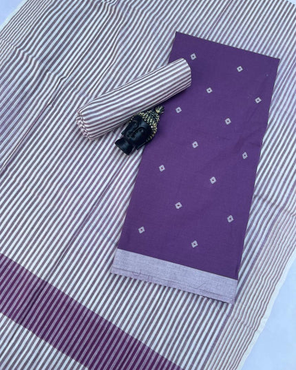 Soft Handloom Cotton Dress Material – Lavender Shade