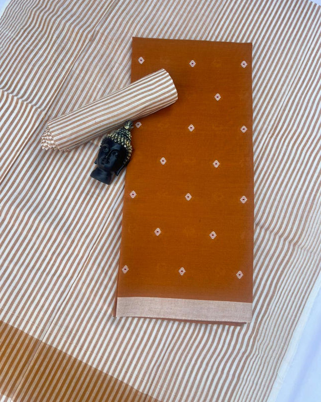 Soft Handloom Cotton Dress Material – Brown Shade