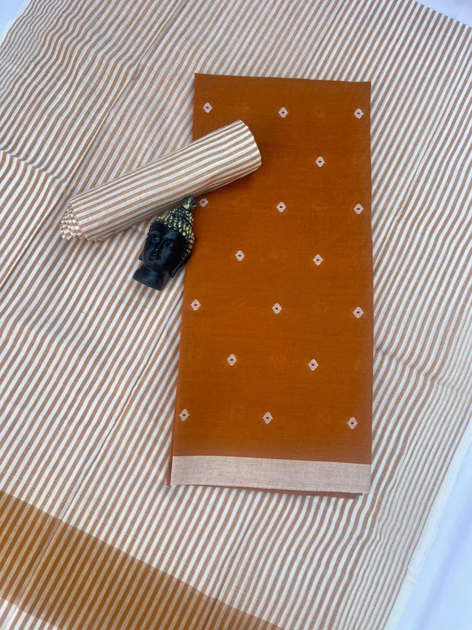 Soft Handloom Cotton Dress Material – Brown Shade