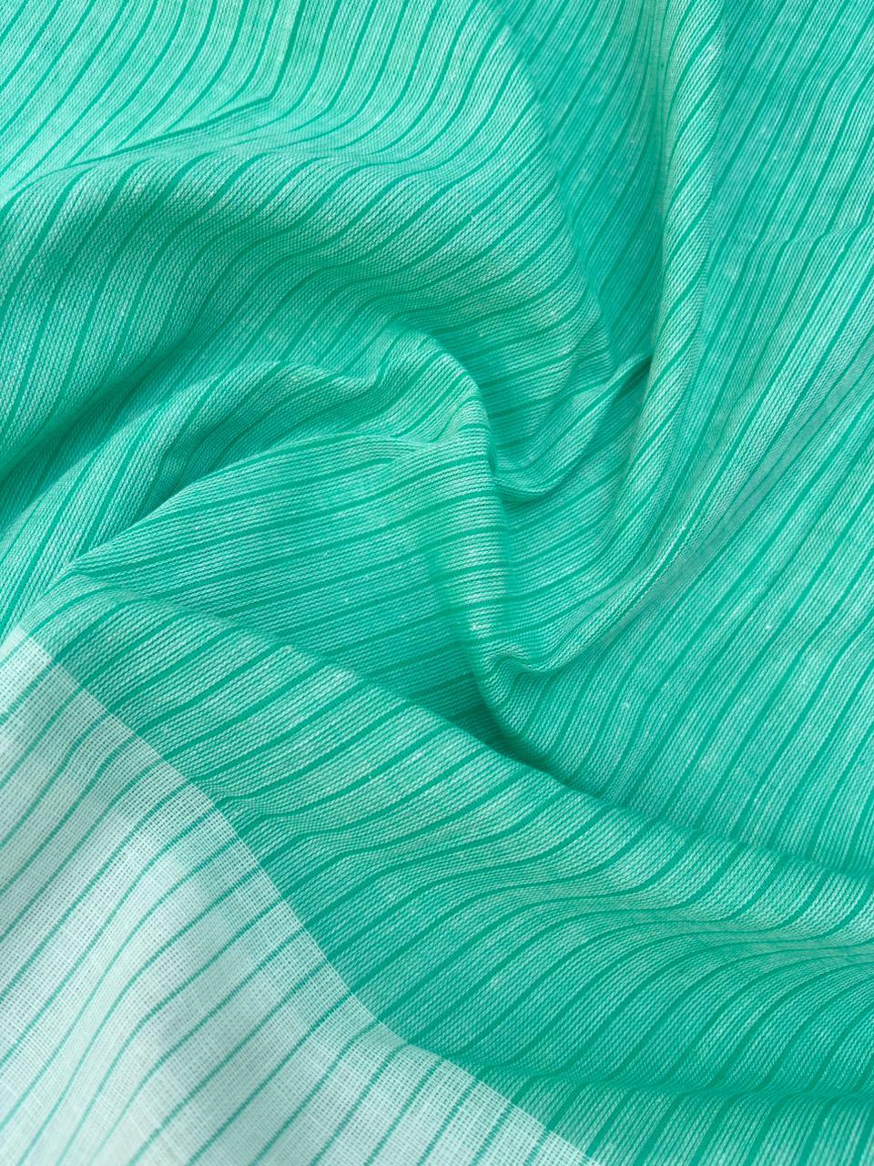 Soft Handloom Cotton Dress Material – Pastel Sea Green Shade
